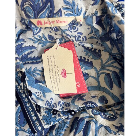 JAIPUR MORNI MAXI FLORAL WRAP Block print dress‎ LARGE NWT. - Picture 3 of 3
